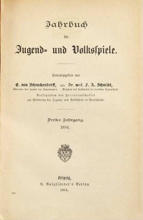 Jahrbuch für Jugend- und Volksspiele. 3. 1894