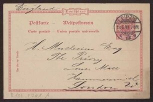 Schreiben an Hermann Muthesius (Postkarte)
