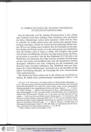 VI. Tempus Ecclesiae (II): Ecclesia universalis et Ecclesiae particulares