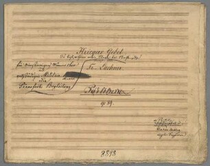 Kriegers Gebet, 4 Singstimmen, Militärmusik, op. 89. - BSB Mus.Schott.Ha 9308-3