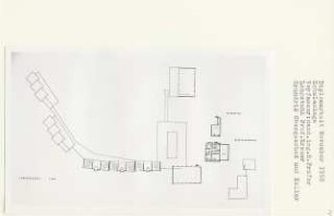 Schulanlage (Diplomarbeit bei Willy Kreuer): Grundrisse Tiefkeller, Kellergeschoss und 1. Obergeschoss 1:200