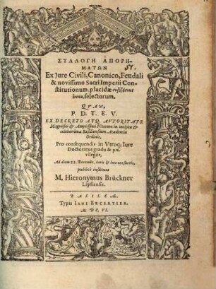 Sylloge aporematon ex iure civili, canonico, feudali et novissimo sacri imperii constitutionum ... selectorum