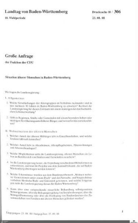 Anfrage der CDU: Situation älterer Menschen