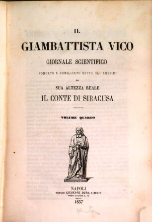 Il Giambattista Vico : giornale scientifico. 4. 1857