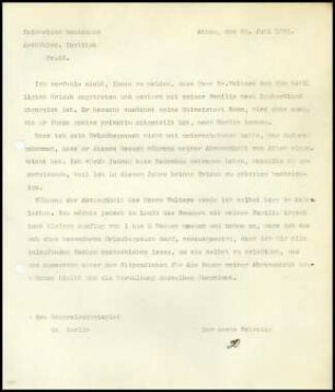 Bericht des ersten Sekretars an das General-Sekretariat