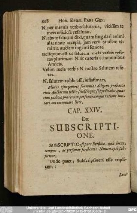 Cap. XXIV. De Subscriptione.