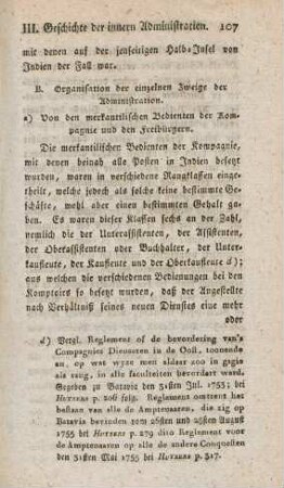 B. Organisation der einzelnen Zweige der Administration