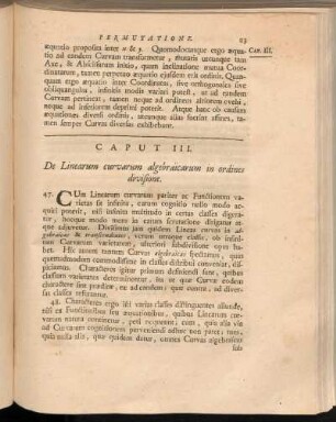 Caput III. De Linearum curvarum algebraicarum in ordines divisione
