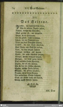 XII. Das Seltene