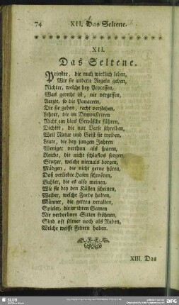 XII. Das Seltene