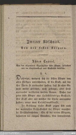 Zweiter Abschnitt. Von den festen Körpern
