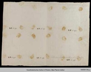 Gefaltetes Papier mit Zeichnung, Nummerierungen und Aufschrift
