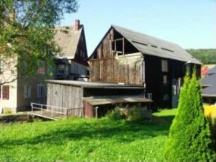 Gohrisch-Cunnersdorf, Nr. 13. Gehöft (ehem. Tischlerei). Ansicht über den Cunnersdorfer Bach
