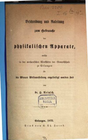 Jahresbericht über die Königliche Gewerbschule Erster Klasse zu Erlangen : von dem Unterrichtsjahre .., 1872/73