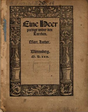 Eine Heerpredigt wider den Turcken