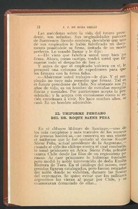 El uniforme peruano del Dr. Roque Saenz Peña
