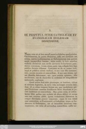 X. De Perpetua Inter Catholicam Et Evangelicam Ecclesiam Dissensione.