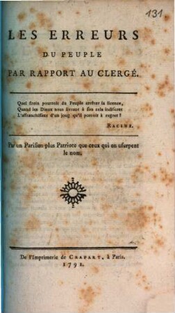 Les Erreurs du peuple par rapport au Clergé