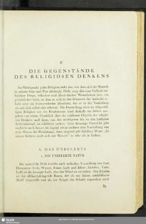 II. Die Gegenstände Des Religiösen Denkens