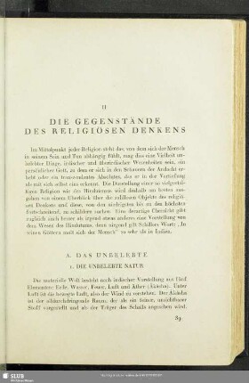 II. Die Gegenstände Des Religiösen Denkens