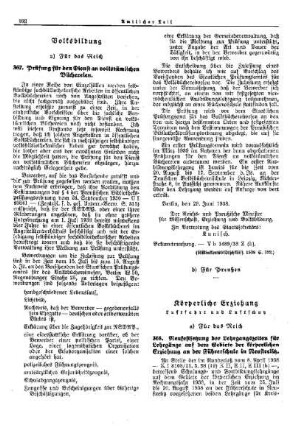 Neufestsetzung der Lehrgangszeiten für Lehrgänge auf dem Gebiete der körperlichen Erziehung an der Führerschule in Neustrelitz : [Körperliche Erziehung] ; [Für das Reich] ; [Amtliche Erlasse] ; [Amtlicher Teil]