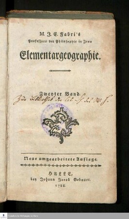 Zweyter Band: Elementargeographie