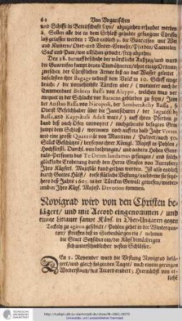 Novigrad wird von den Christen belägert/ und mit Accord eingenommen/ und einige Littauer sampt Käys. in Ober-Ungaren gegen Teckeln zu agiren geschickt / ...