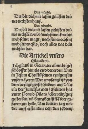 Die Artickel unsers Glaubens.