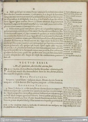 Sectio XXXIX. An, & quatenus, decreta Dei aeterna sint