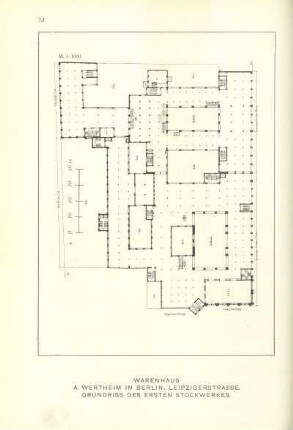 Warenhaus A. Wertheim in Berlin, Leipzigerstrasse. Grundriss des ersten Stockwerkes
