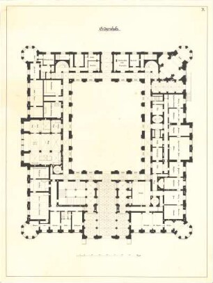 Gärtner, Friedrich von; München; Wittelsbacherpalast - Grundriss EG