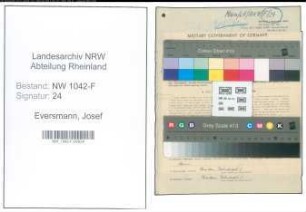 Entnazifizierung Josef Eversmann , geb. 03.09.1898 (Gastwirt)