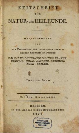Zeitschrift für Natur- und Heilkunde. 3, 3. 1824