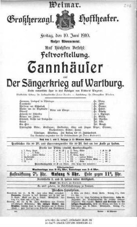 Tannhäuser und Der Sängerkrieg auf Wartburg
