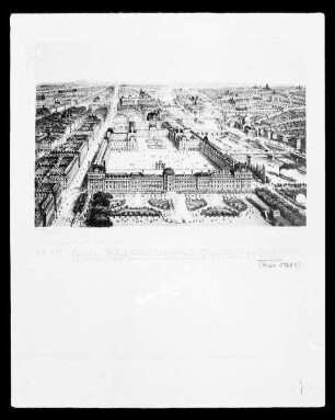 Paris, Tuilerien und Louvre aus der Vogelschau