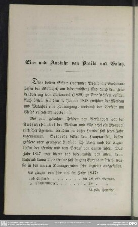 Ein- und Ausfuhr von Braila und Galatz