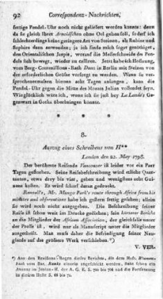 Auszug eines Schreibens von H** : London den 22. May 1798