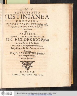 Exercitatio Justinianea Undecima