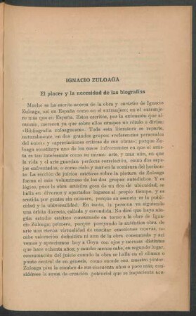 Ignacio Zuloaga - El placer y la necesidad de las biografías