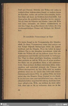Die menschlichen Voraussetzungen zur Kunst