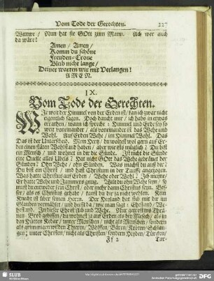 IX. Vom Tode der Gerechten