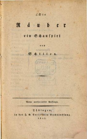 Die Räuber : ein Schauspiel