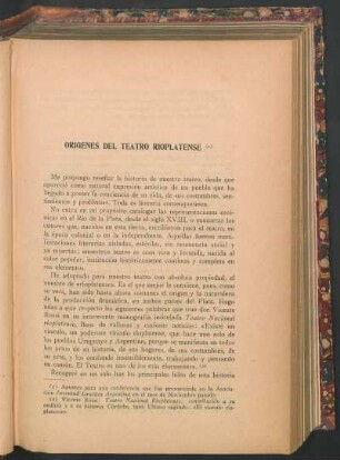 Orígenes del Teatro Rioplatense