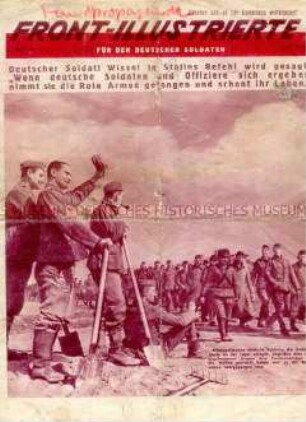 Illustrierte sowjetische Kriegszeitung für die Wehrmacht und für Kriegsgefangene mit Bildern aus einem sowjetischen Kriegsgefangenenlager
