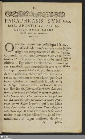 Paraphrasis Symboli Apostolici Ad Institutionem Sacri Baptismi Accommondata