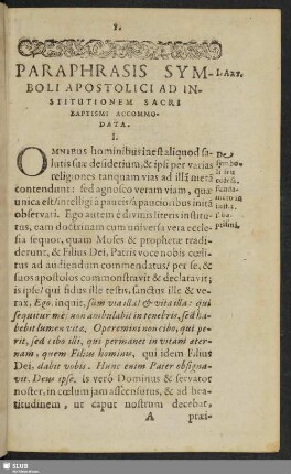 Paraphrasis Symboli Apostolici Ad Institutionem Sacri Baptismi Accommondata