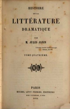 Histoire de la littérature dramatique. 4