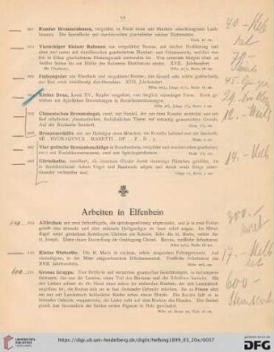Arbeiten in Elfenbein (Nr. 109-118)