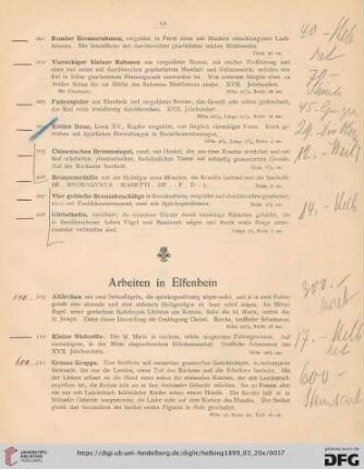Arbeiten in Elfenbein (Nr. 109-118)