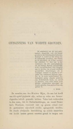 V. Ontginning van woeste gronden